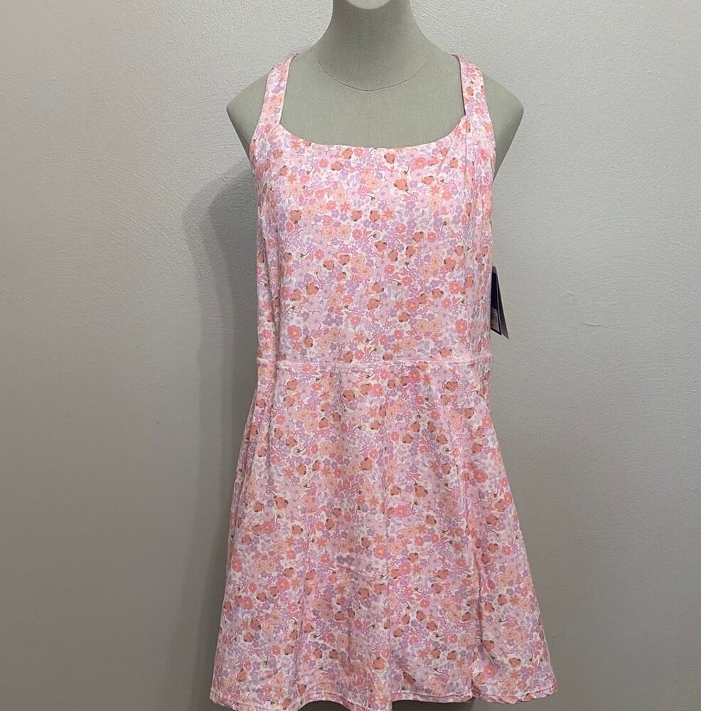 JoyLab Floral Print Active Dress with bra/shorts dress. Size Large